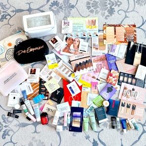 75pcs samples+4 makeup bags! DIOR, YSL, Valentino, OUAI, HUDA, Charlotte Tilbury